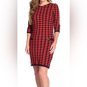 Gramercy 22 Knit 3/4 Sleeve Faux Leather Trimmed Zip Back Shift Dress sz 3X